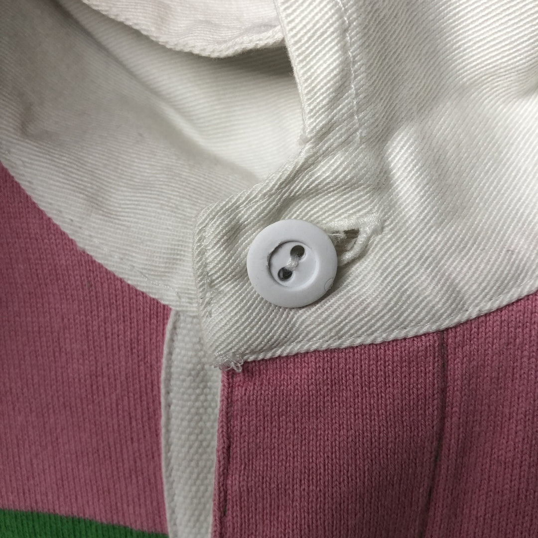 Ralph Lauren striped long-sleeved rugby shirt, women's size M. cotton pink type Vintage Second Hand