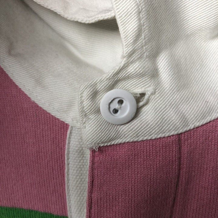 Ralph Lauren striped long-sleeved rugby shirt, women's size M. cotton pink type Vintage Second Hand