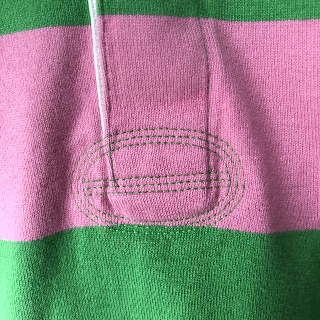 Ralph Lauren striped long-sleeved rugby shirt, women's size M. cotton pink type Vintage Second Hand
