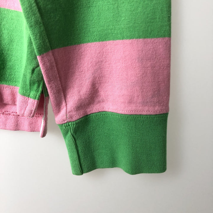 Ralph Lauren striped long-sleeved rugby shirt, women's size M. cotton pink type Vintage Second Hand