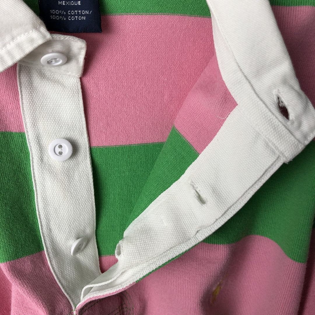 Ralph Lauren striped long-sleeved rugby shirt, women's size M. cotton pink type Vintage Second Hand