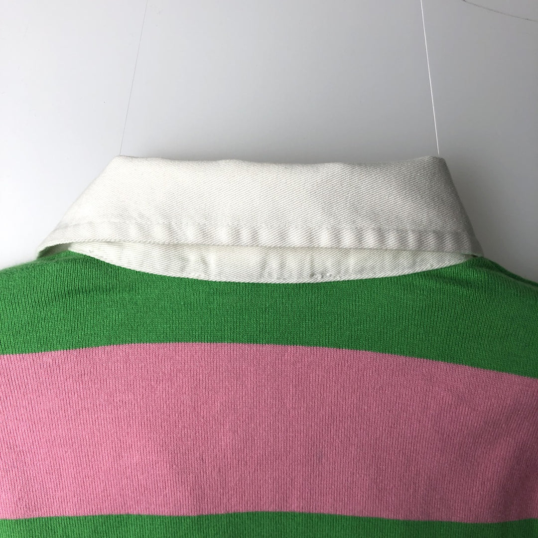 Ralph Lauren striped long-sleeved rugby shirt, women's size M. cotton pink type Vintage Second Hand