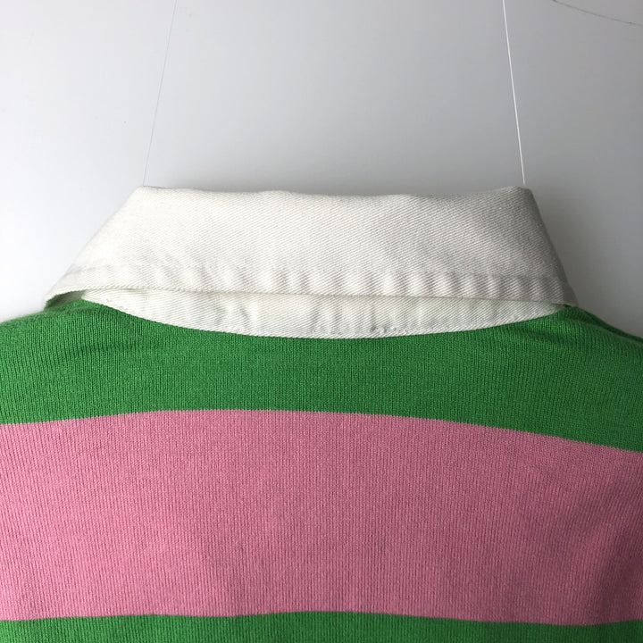 Ralph Lauren striped long-sleeved rugby shirt, women's size M. cotton pink type Vintage Second Hand
