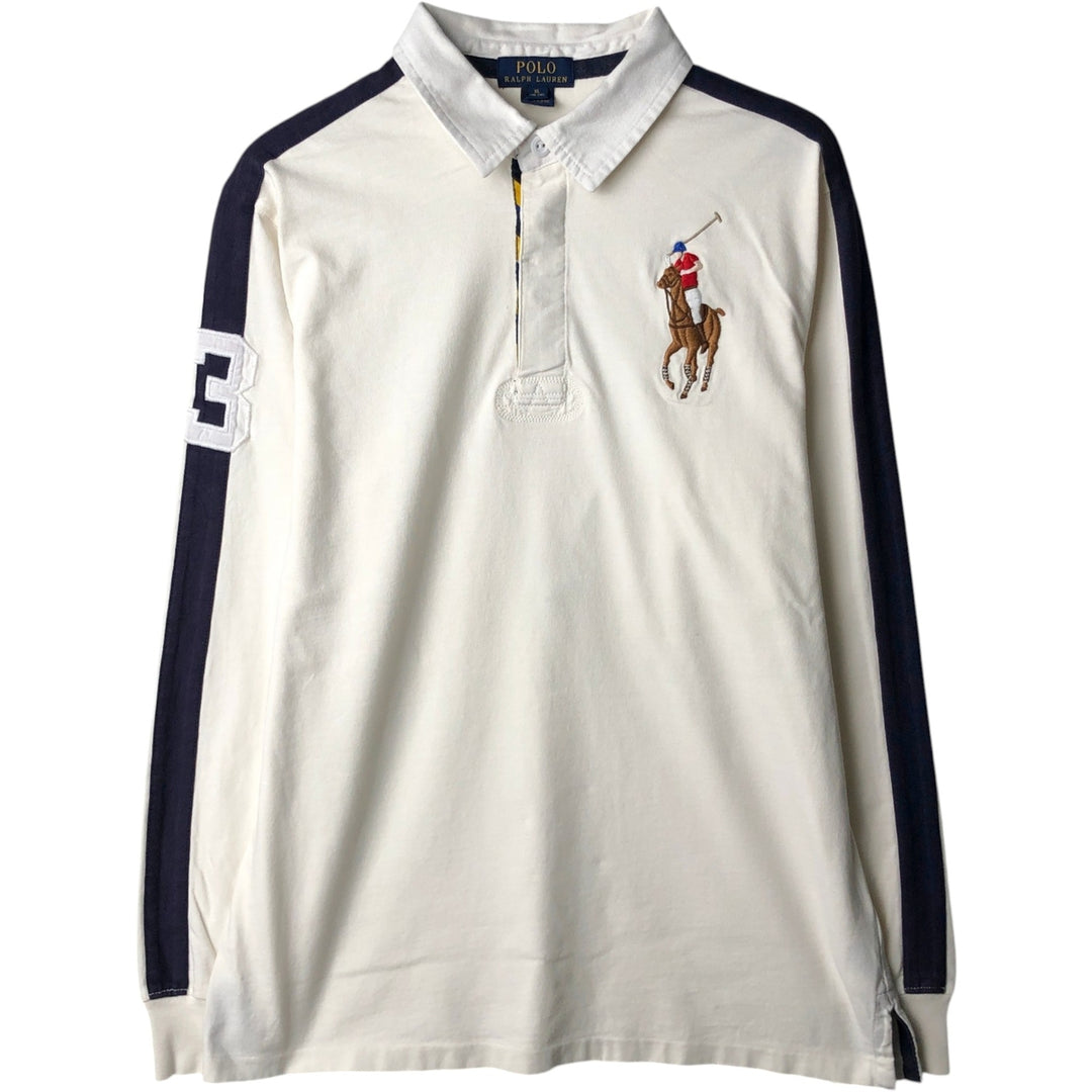 Ralph Lauren POLO RALPH LAUREN Big Pony Long-Sleeve Rugby Shirt, Women's Size M (approx.) cotton white type Vintage Second Hand