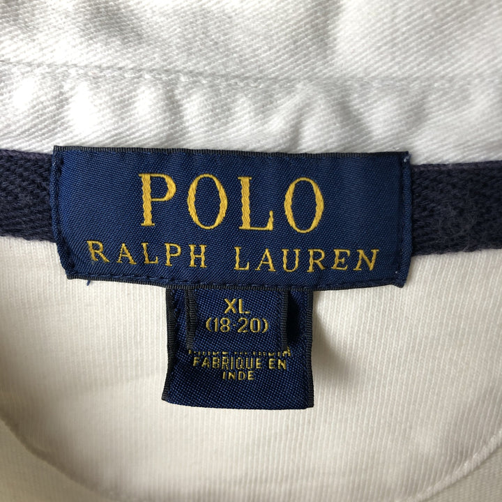 Ralph Lauren POLO RALPH LAUREN Big Pony Long-Sleeve Rugby Shirt, Women's Size M (approx.) cotton white type Vintage Second Hand