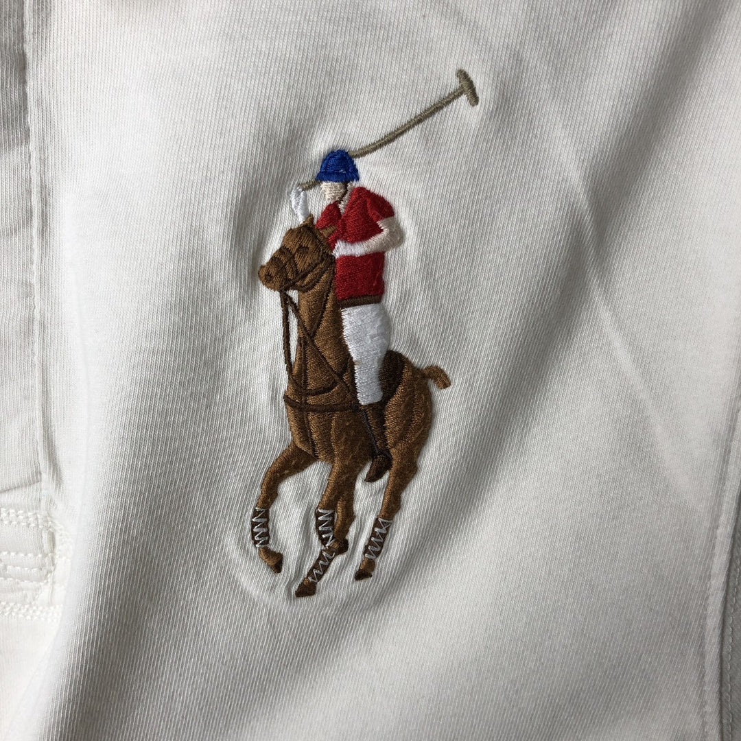 Ralph Lauren POLO RALPH LAUREN Big Pony Long-Sleeve Rugby Shirt, Women's Size M (approx.) cotton white type Vintage Second Hand