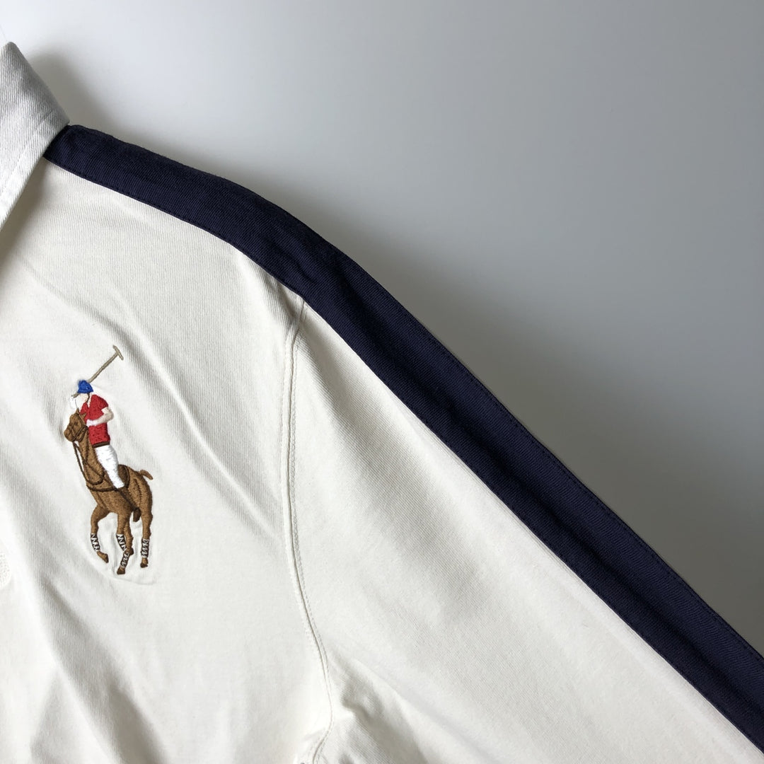 Ralph Lauren POLO RALPH LAUREN Big Pony Long-Sleeve Rugby Shirt, Women's Size M (approx.) cotton white type Vintage Second Hand