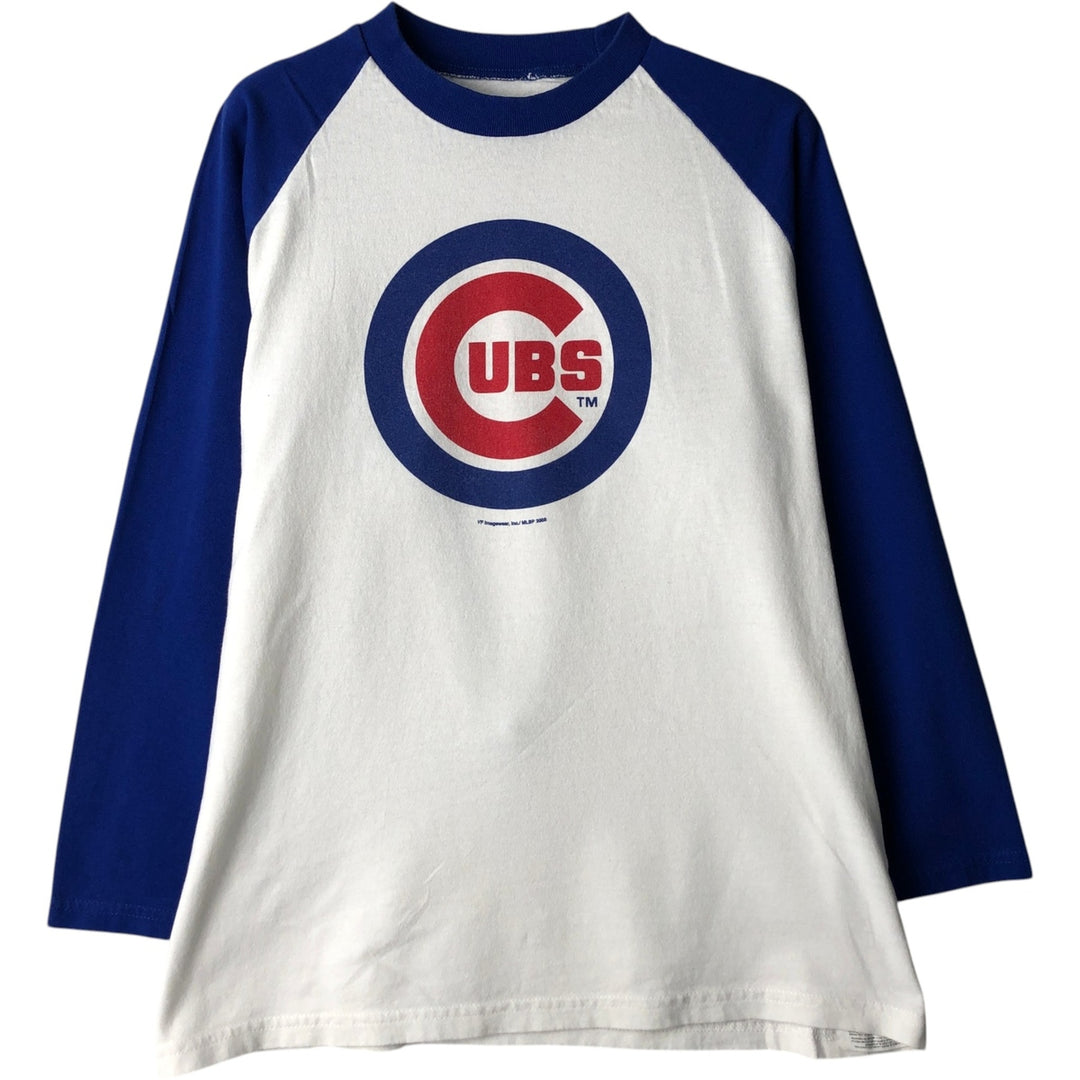 2000'S Majestic MLB Chicago Cubs 3/4 Sleeve Raglan T-Shirt, Women's Size XL (approx.) unclear white type Vintage Second Hand