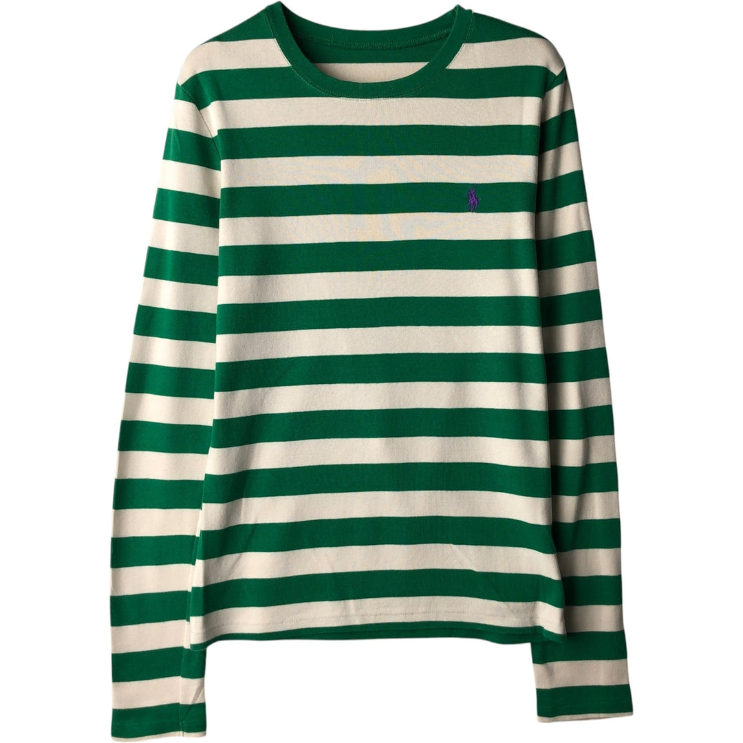 Ralph Lauren striped long-sleeved T-shirt (women's size S equivalent) unclear green type Vintage Second Hand