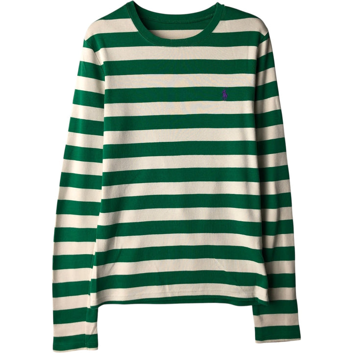 Ralph Lauren striped long-sleeved T-shirt (women's size S equivalent) unclear green type Vintage Second Hand