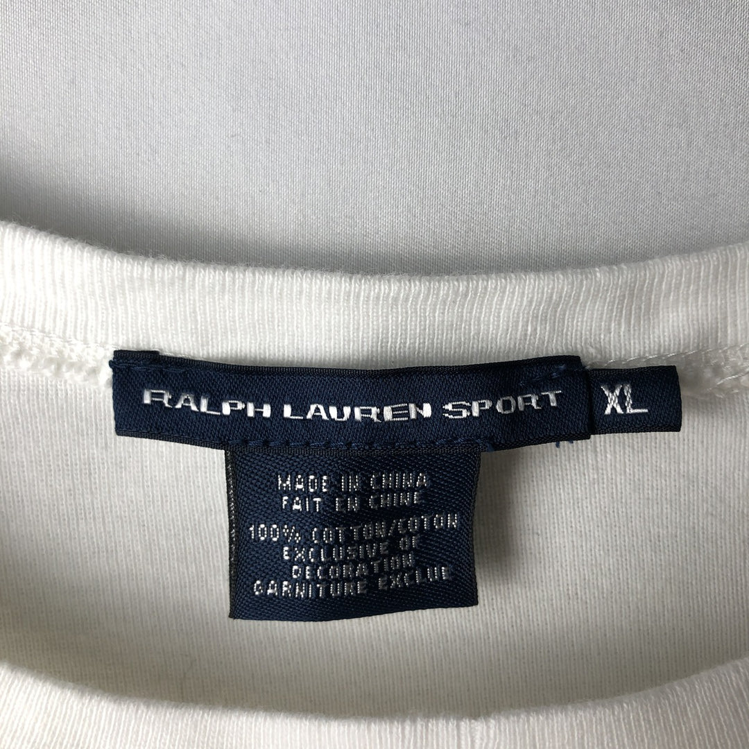 Ralph Lauren RALPH LAUREN SPORT Long T-shirt Long T Women's XL size cotton white type Vintage Second Hand