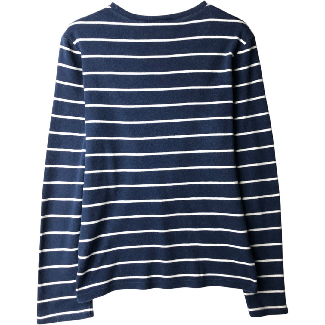 Ralph Lauren RALPH LAUREN SPORT Striped Pattern Long-Sleeve T-Shirt (Women's Size XL) cotton navy blue type Vintage Second Hand