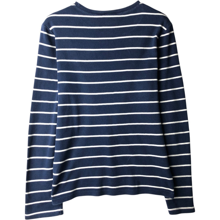 Ralph Lauren RALPH LAUREN SPORT Striped Pattern Long-Sleeve T-Shirt (Women's Size XL) cotton navy blue type Vintage Second Hand
