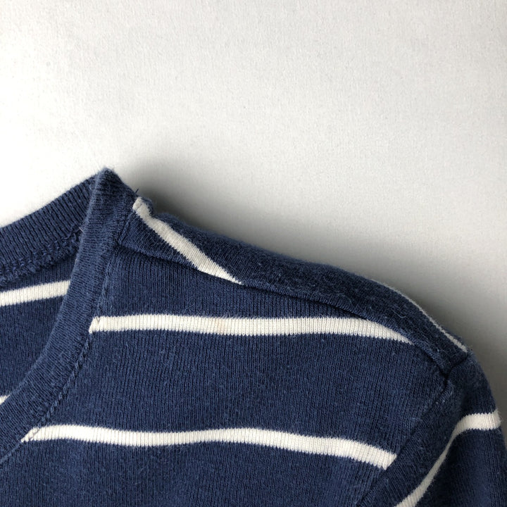 Ralph Lauren RALPH LAUREN SPORT Striped Pattern Long-Sleeve T-Shirt (Women's Size XL) cotton navy blue type Vintage Second Hand