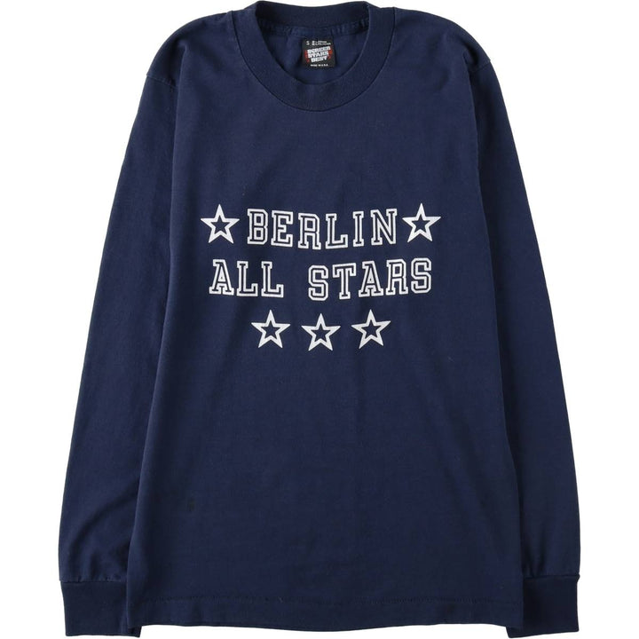 90'S Screen Stars Long-Sleeve T-Shirt, Made in USA, Women's Size S (Equivalent), Vintage cotton navy blue type Vintage Second Hand
