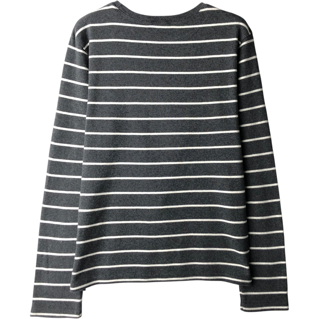 Ralph Lauren RALPH LAUREN SPORT Striped Pattern Long-Sleeve T-Shirt (Women's Size XL) cotton Charcoal Vintage Second Hand