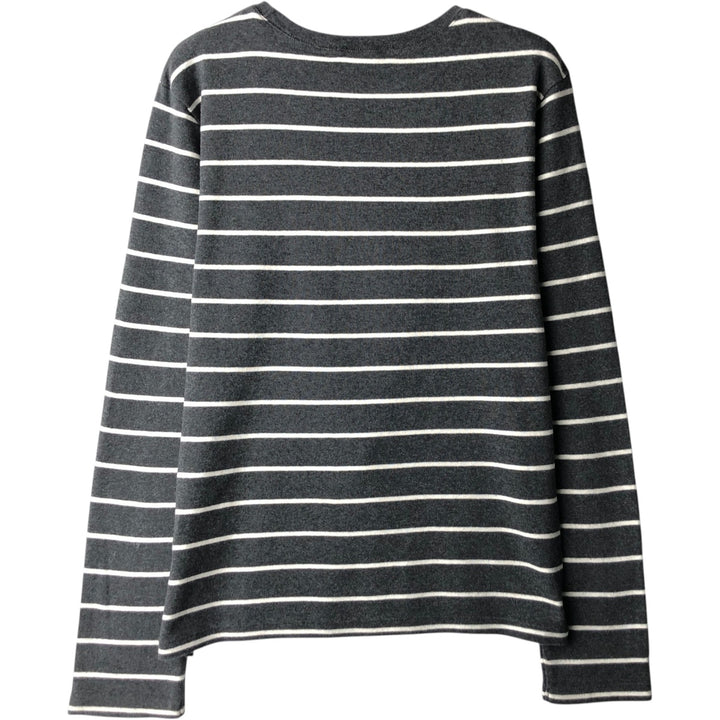 Ralph Lauren RALPH LAUREN SPORT Striped Pattern Long-Sleeve T-Shirt (Women's Size XL) cotton Charcoal Vintage Second Hand