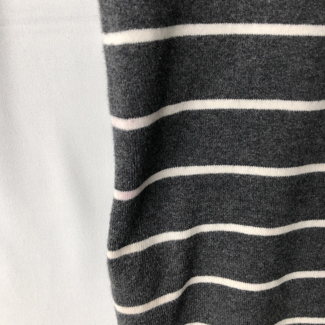 Ralph Lauren RALPH LAUREN SPORT Striped Pattern Long-Sleeve T-Shirt (Women's Size XL) cotton Charcoal Vintage Second Hand