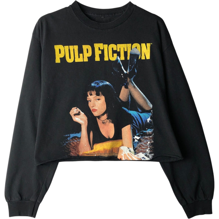 PULP FICTION Cut-off Movie Long-Sleeve T-Shirt (Women's Size M) cotton black type Vintage Second Hand