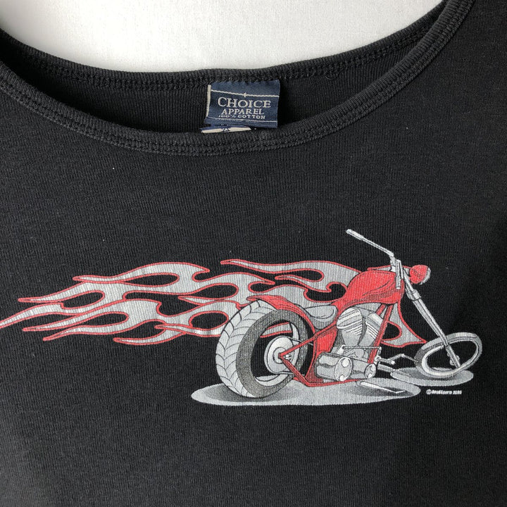 2000'S CHOICE APPAREL Fire Pattern Long-Sleeve T-Shirt, Made in Russia, Women's Size XL (approx.) cotton black type Vintage Second Hand