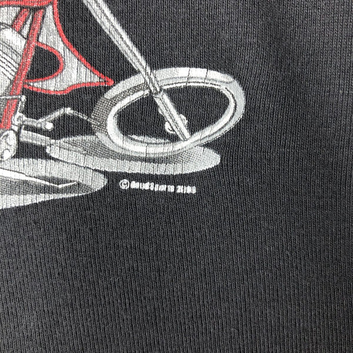 2000'S CHOICE APPAREL Fire Pattern Long-Sleeve T-Shirt, Made in Russia, Women's Size XL (approx.) cotton black type Vintage Second Hand