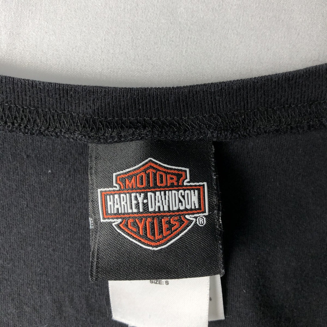 Harley-Davidson Long-Sleeve T-Shirt, Made in USA, Women's Size S (approx.) cotton black type Vintage Second Hand