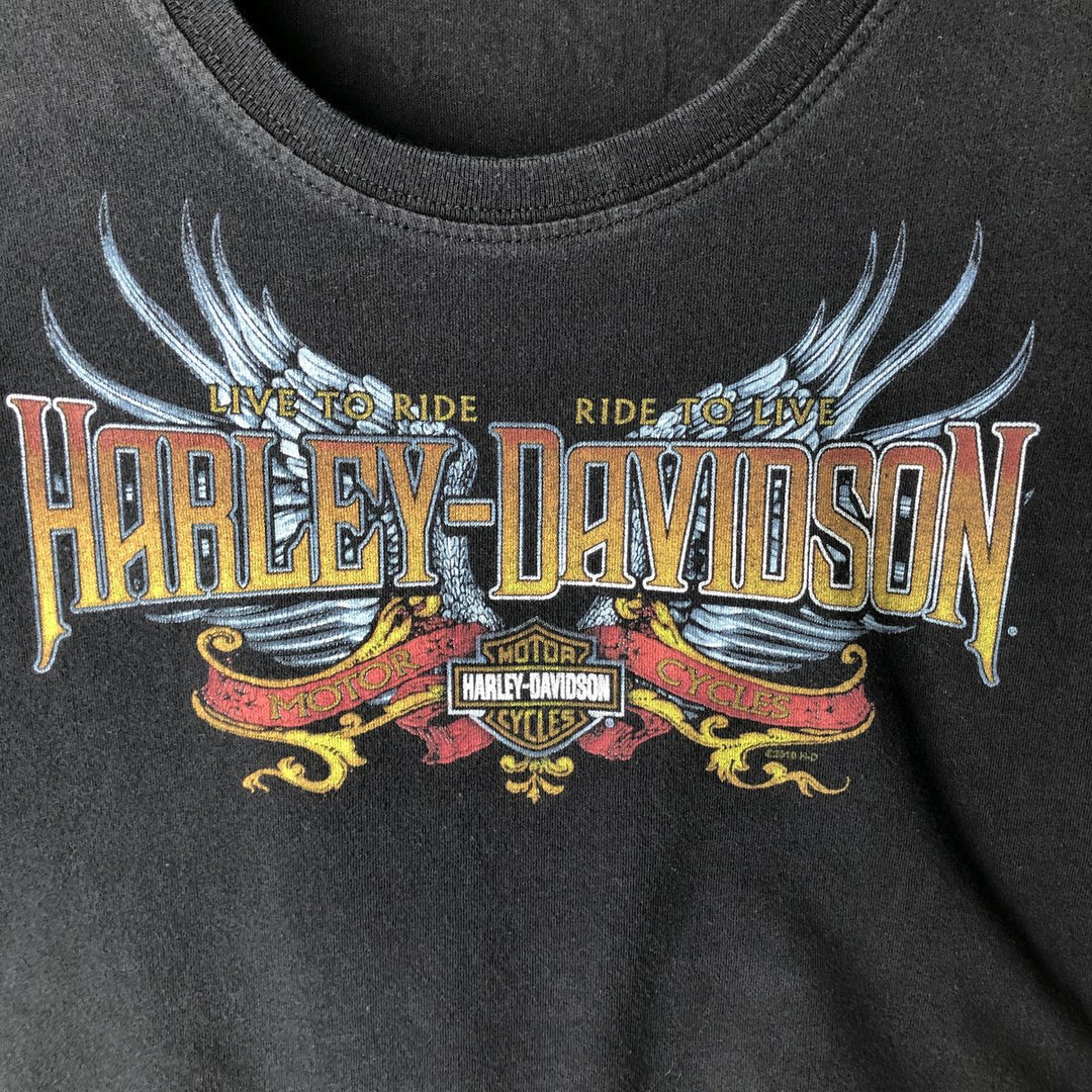 Harley-Davidson Long-Sleeve T-Shirt, Made in USA, Women's Size S (approx.) cotton black type Vintage Second Hand