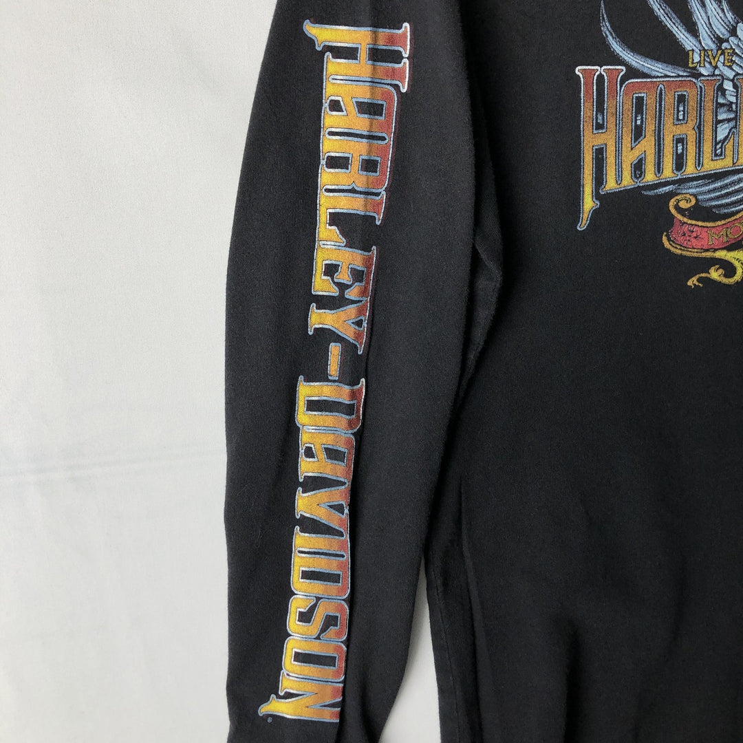 Harley-Davidson Long-Sleeve T-Shirt, Made in USA, Women's Size S (approx.) cotton black type Vintage Second Hand