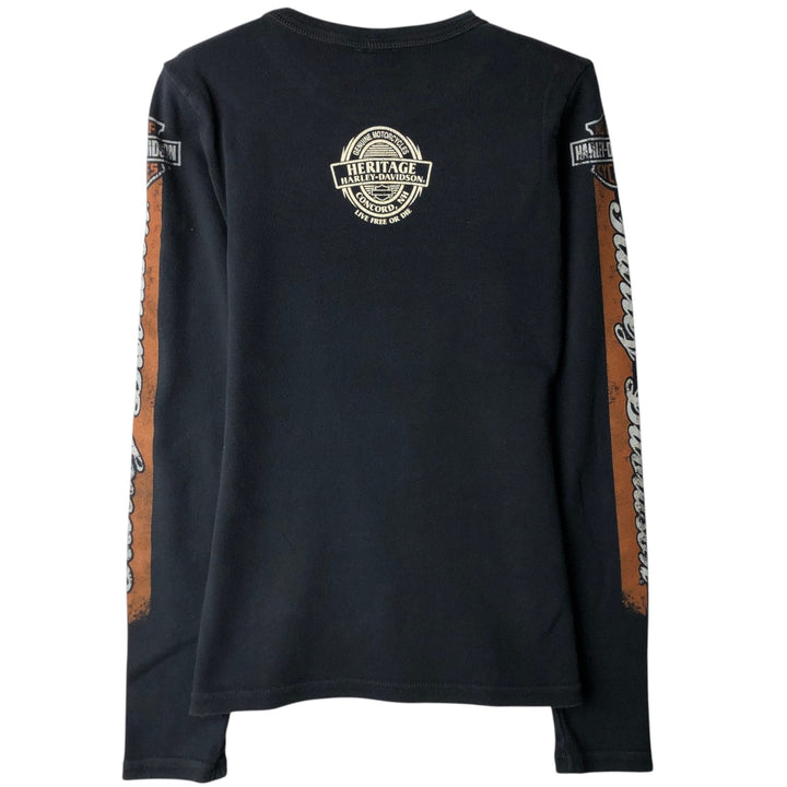 Harley-Davidson Long-Sleeve T-Shirt, Made in USA, Women's Size S (approx.) cotton black type Vintage Second Hand
