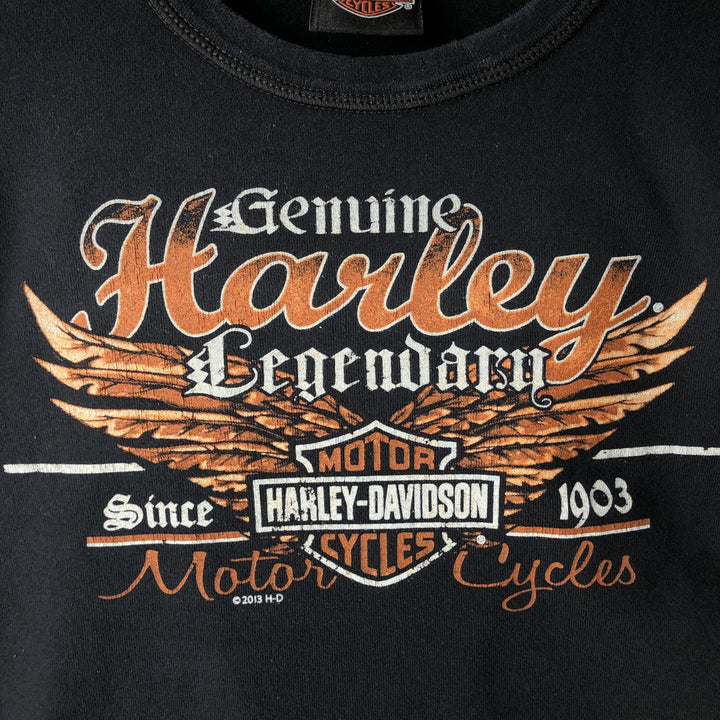 Harley-Davidson Long-Sleeve T-Shirt, Made in USA, Women's Size S (approx.) cotton black type Vintage Second Hand
