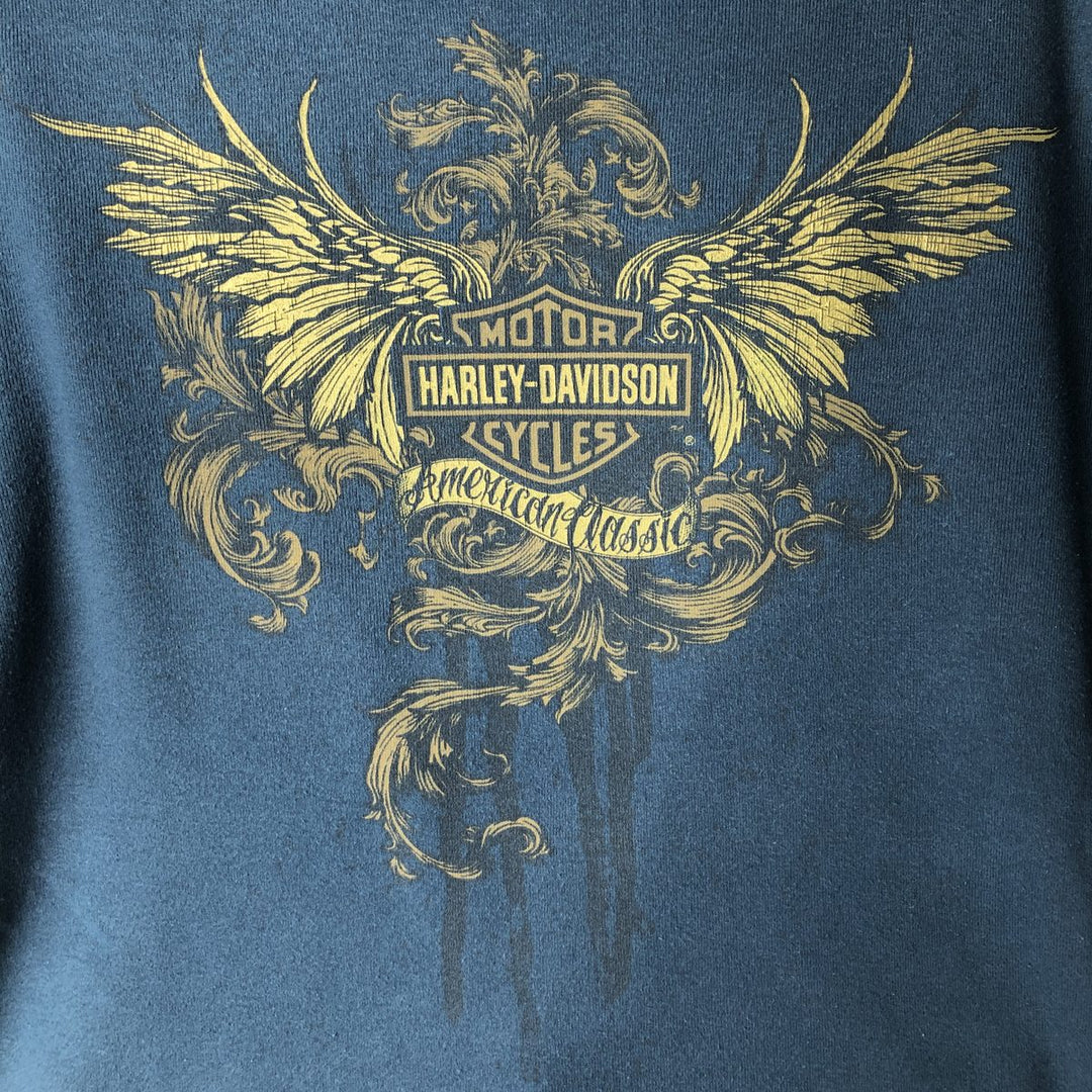 Harley-Davidson sequined long-sleeved T-shirt (women's size M equivalent) unclear navy blue type Vintage Second Hand