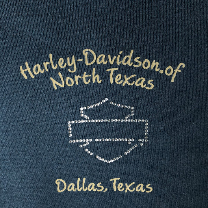 Harley-Davidson sequined long-sleeved T-shirt (women's size M equivalent) unclear navy blue type Vintage Second Hand