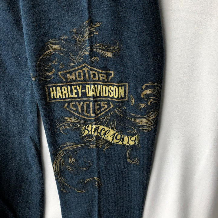 Harley-Davidson sequined long-sleeved T-shirt (women's size M equivalent) unclear navy blue type Vintage Second Hand