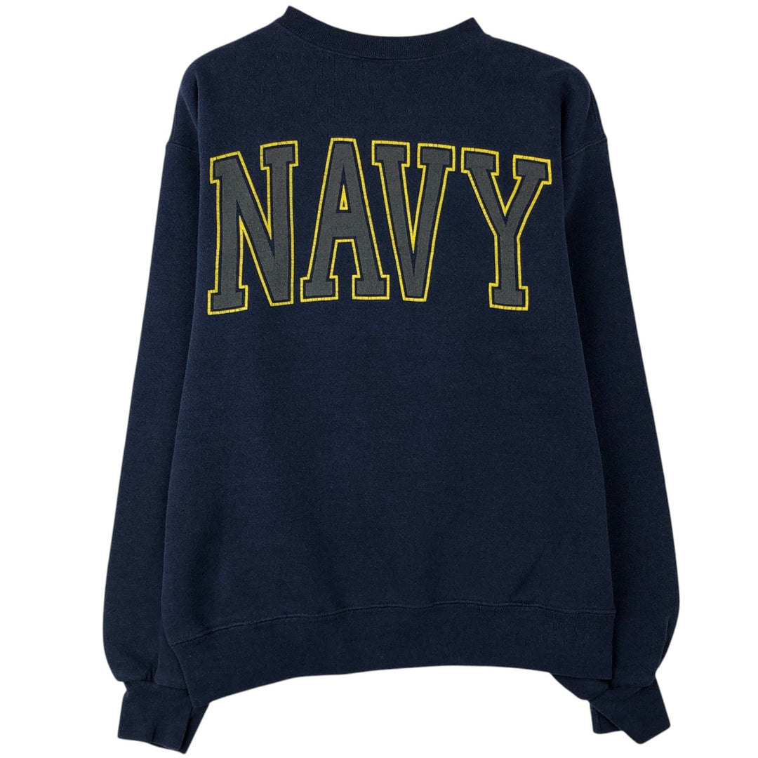 90'S Sofie US Navy Military Print Sweatshirt, Made in USA, Men's Size S (approx.) cotton navy blue type Vintage Second Hand