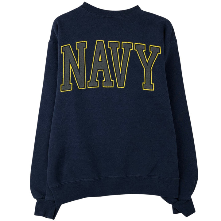 90'S Sofie US Navy Military Print Sweatshirt, Made in USA, Men's Size S (approx.) cotton navy blue type Vintage Second Hand
