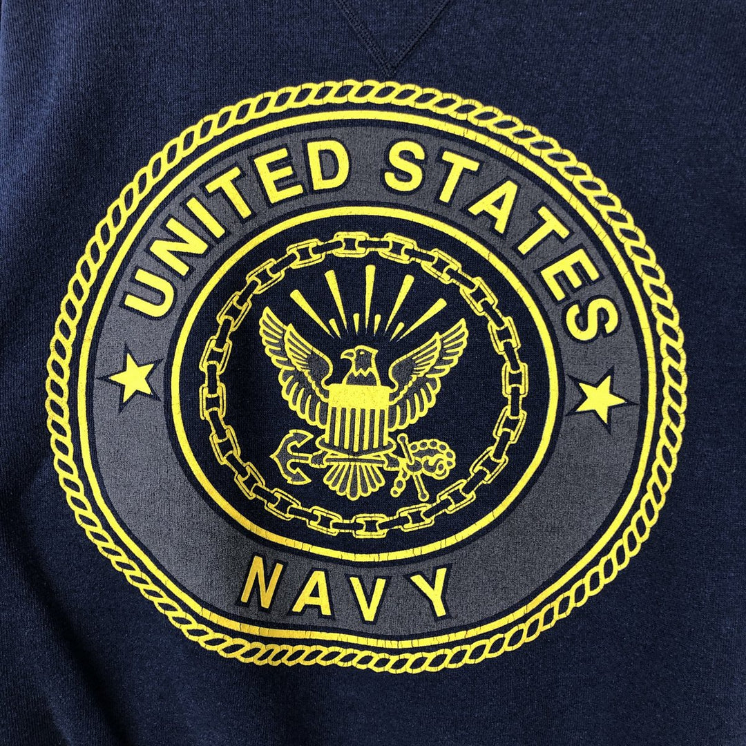 90'S Sofie US Navy Military Print Sweatshirt, Made in USA, Men's Size S (approx.) cotton navy blue type Vintage Second Hand