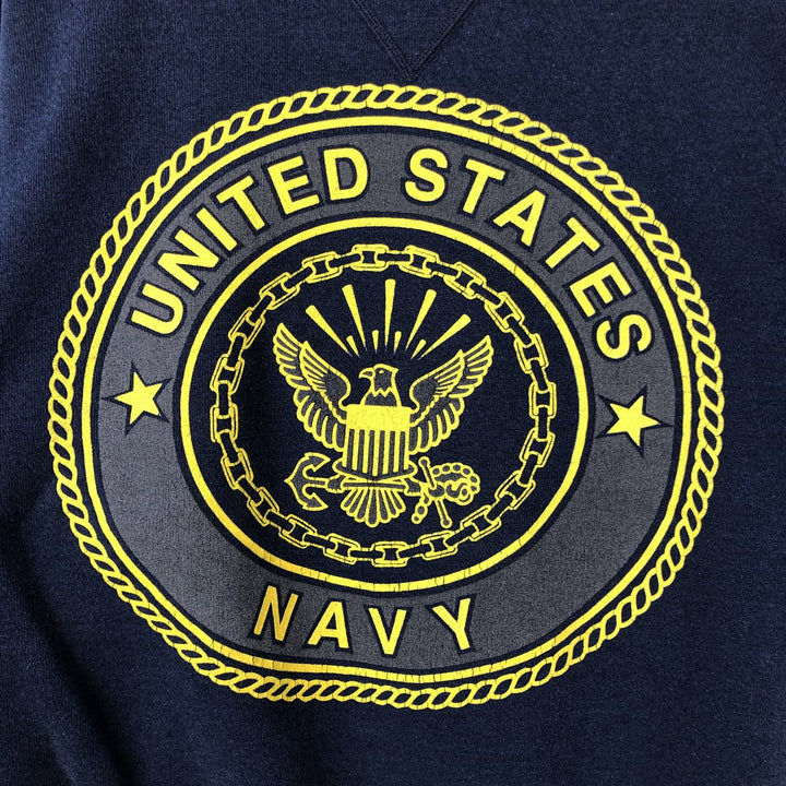 90'S Sofie US Navy Military Print Sweatshirt, Made in USA, Men's Size S (approx.) cotton navy blue type Vintage Second Hand