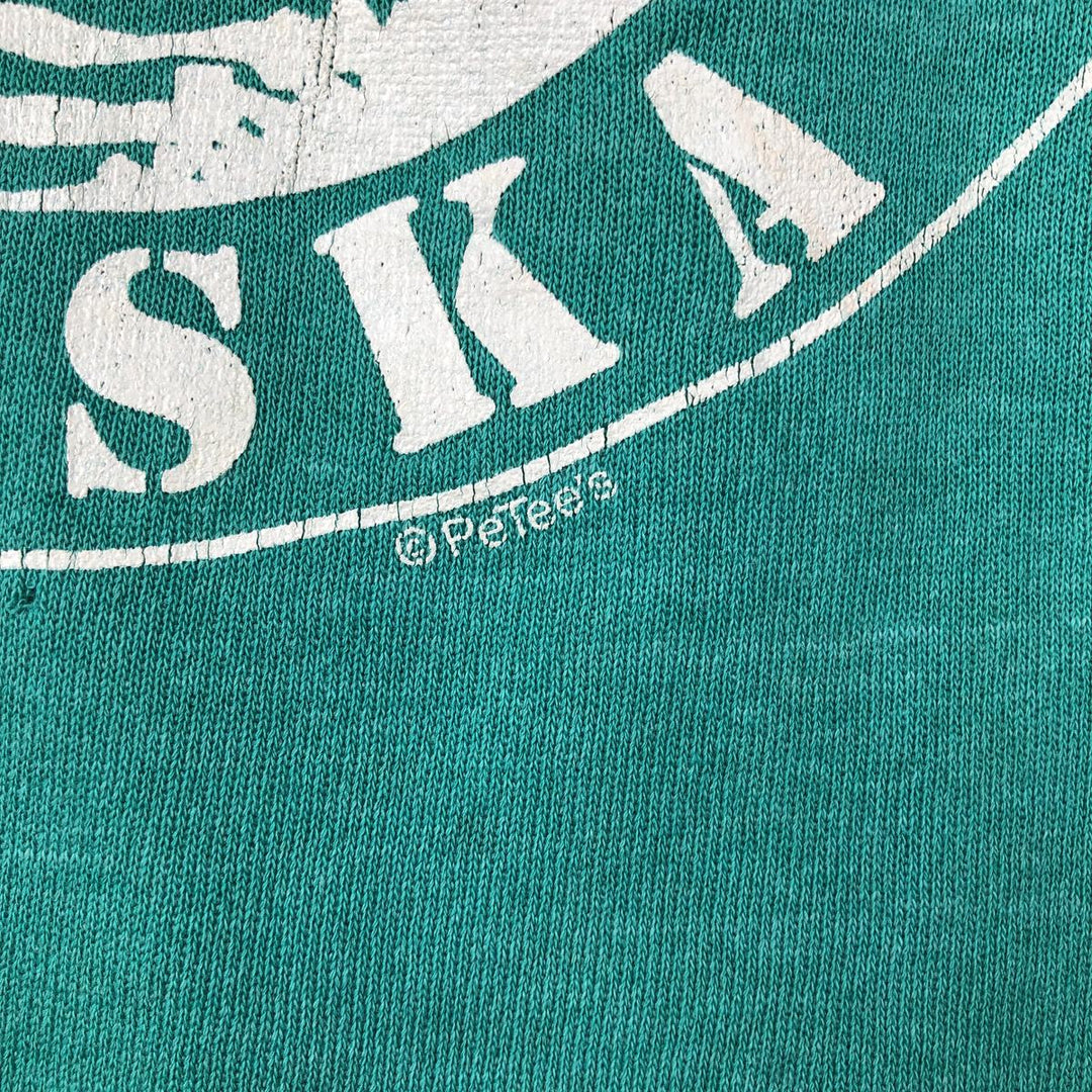 Vintage 1980'S Hanes blue tag print sweatshirt, made in the USA, size M, men's cotton Emerald green Vintage Second Hand