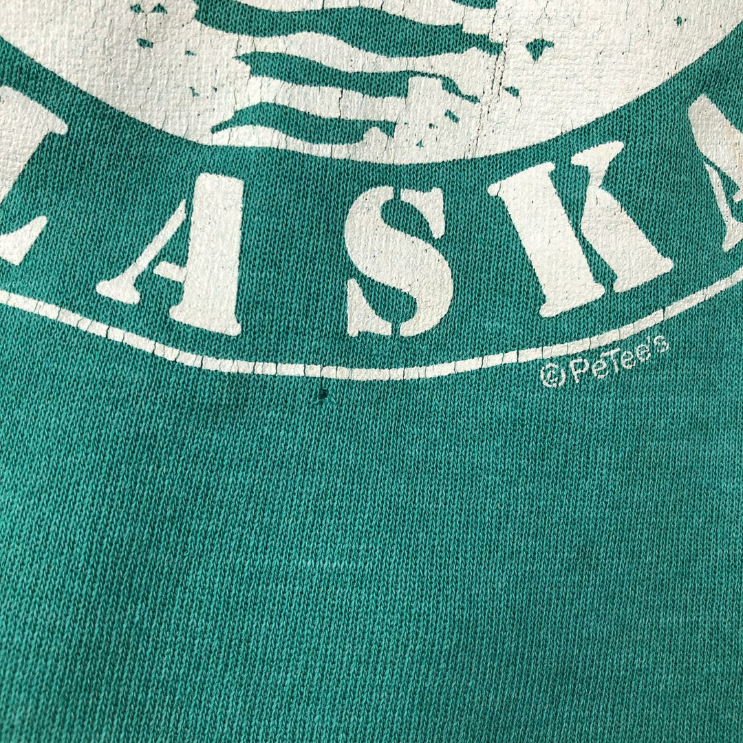 Vintage 1980'S Hanes blue tag print sweatshirt, made in the USA, size M, men's cotton Emerald green Vintage Second Hand