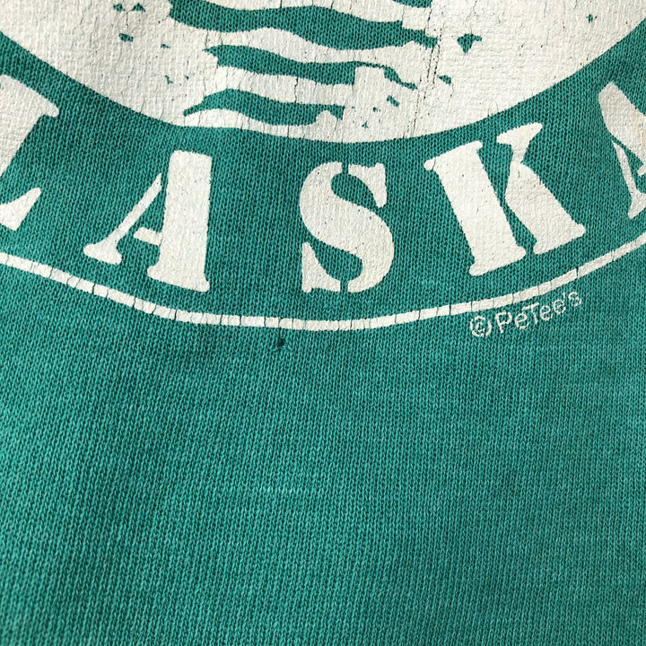 Vintage 1980'S Hanes blue tag print sweatshirt, made in the USA, size M, men's cotton Emerald green Vintage Second Hand