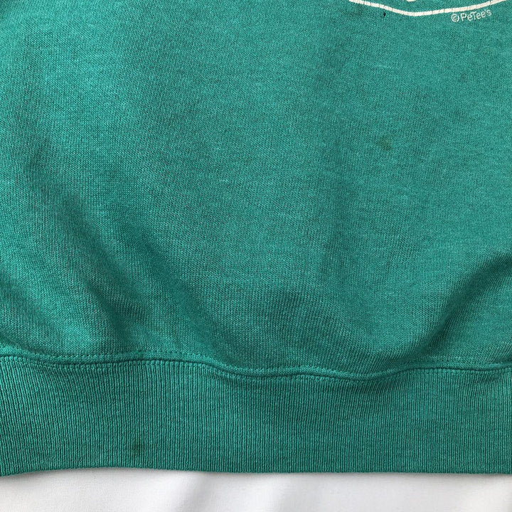 Vintage 1980'S Hanes blue tag print sweatshirt, made in the USA, size M, men's cotton Emerald green Vintage Second Hand