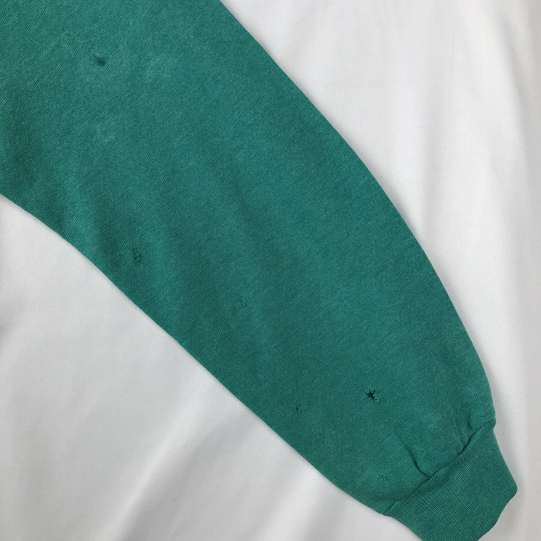 Vintage 1980'S Hanes blue tag print sweatshirt, made in the USA, size M, men's cotton Emerald green Vintage Second Hand