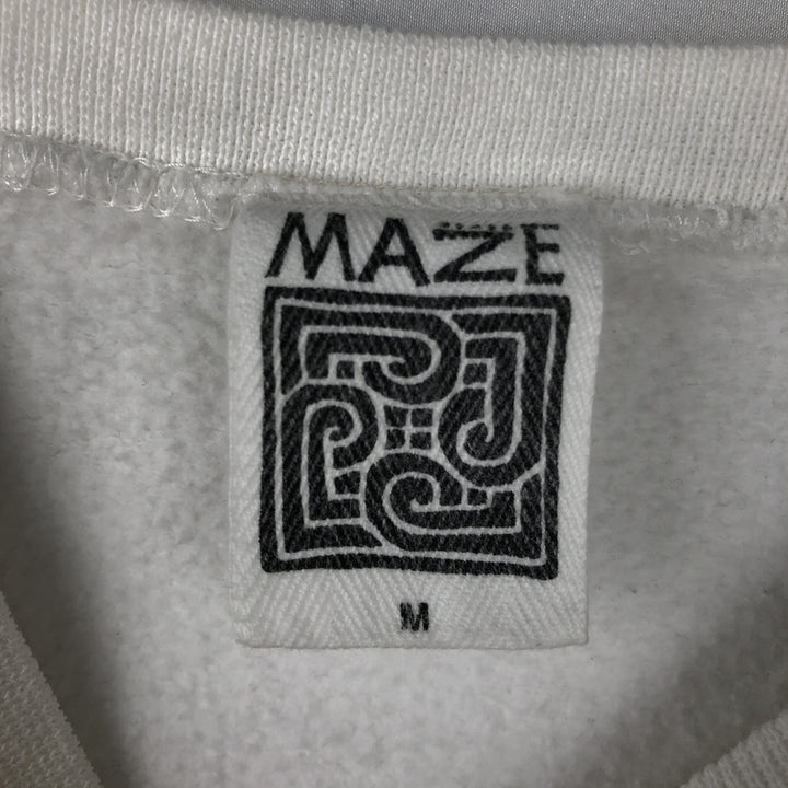 90'S MAZE Floral Sunflower Pattern Print Sweatshirt, Made in USA, Men's Size M (Equivalent), Vintage cotton white type Vintage Second Hand