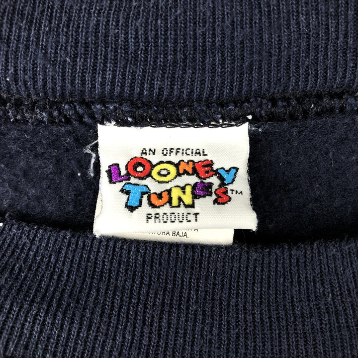 90'S Looney Tunes Tweety Large Print Character Sweatshirt (Women's Size S) cotton navy blue type Vintage Second Hand