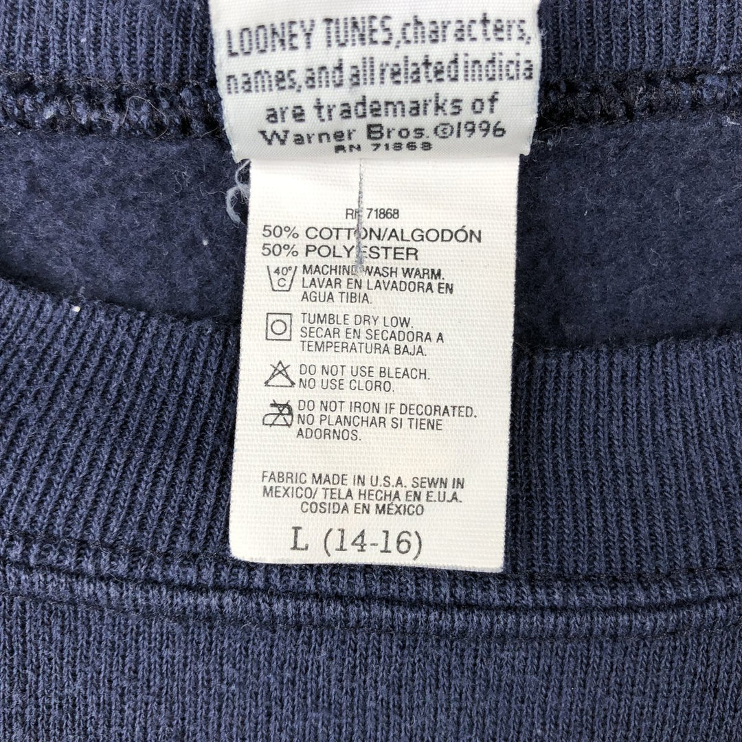 90'S Looney Tunes Tweety Large Print Character Sweatshirt (Women's Size S) cotton navy blue type Vintage Second Hand