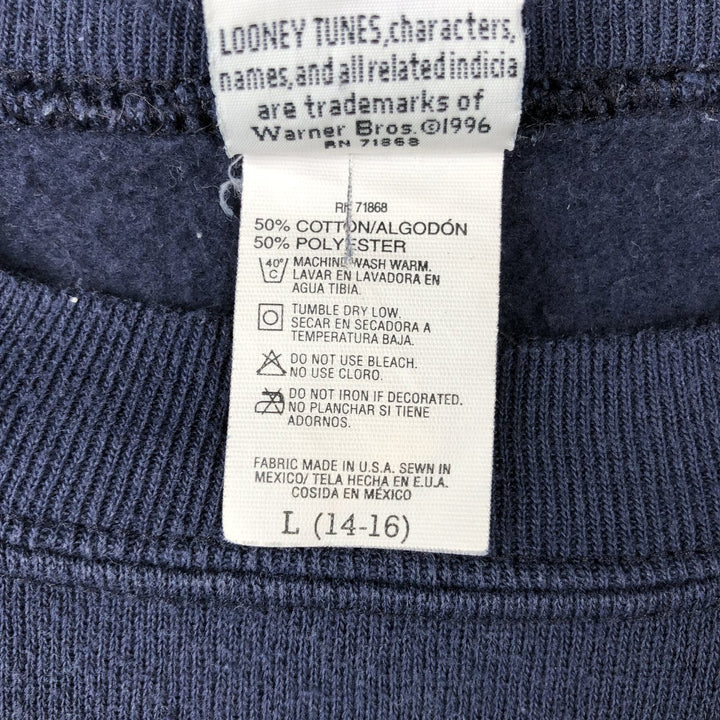 90'S Looney Tunes Tweety Large Print Character Sweatshirt (Women's Size S) cotton navy blue type Vintage Second Hand