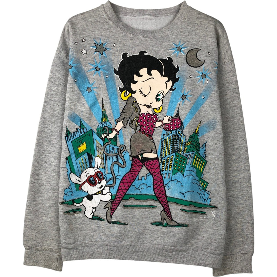 90'S Betty Boop character sweatshirt, women's size M equivalent, vintage. unclear gray type Vintage Second Hand