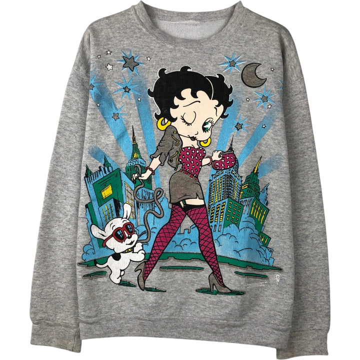 90'S Betty Boop character sweatshirt, women's size M equivalent, vintage. unclear gray type Vintage Second Hand