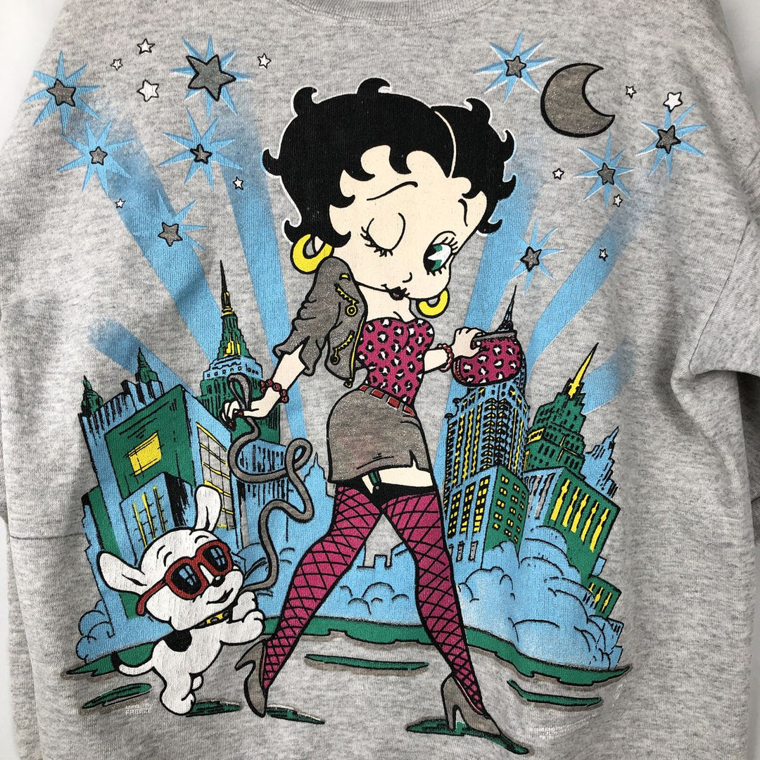 90'S Betty Boop character sweatshirt, women's size M equivalent, vintage. unclear gray type Vintage Second Hand