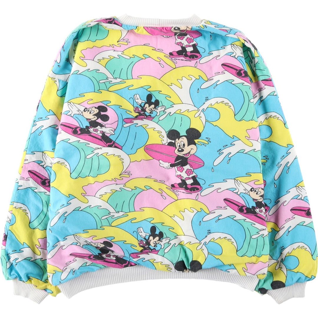 90'S Mickey Mouse Reversible All-Over Print Character Sweatshirt (Women's Size XL) unclear white type Vintage Second Hand